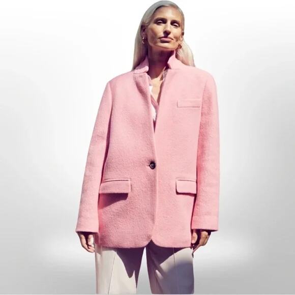 J Crew Leighton Pink Blazer Jacket In Italian Boiled Wool Size 6 - Picture 2 of 16